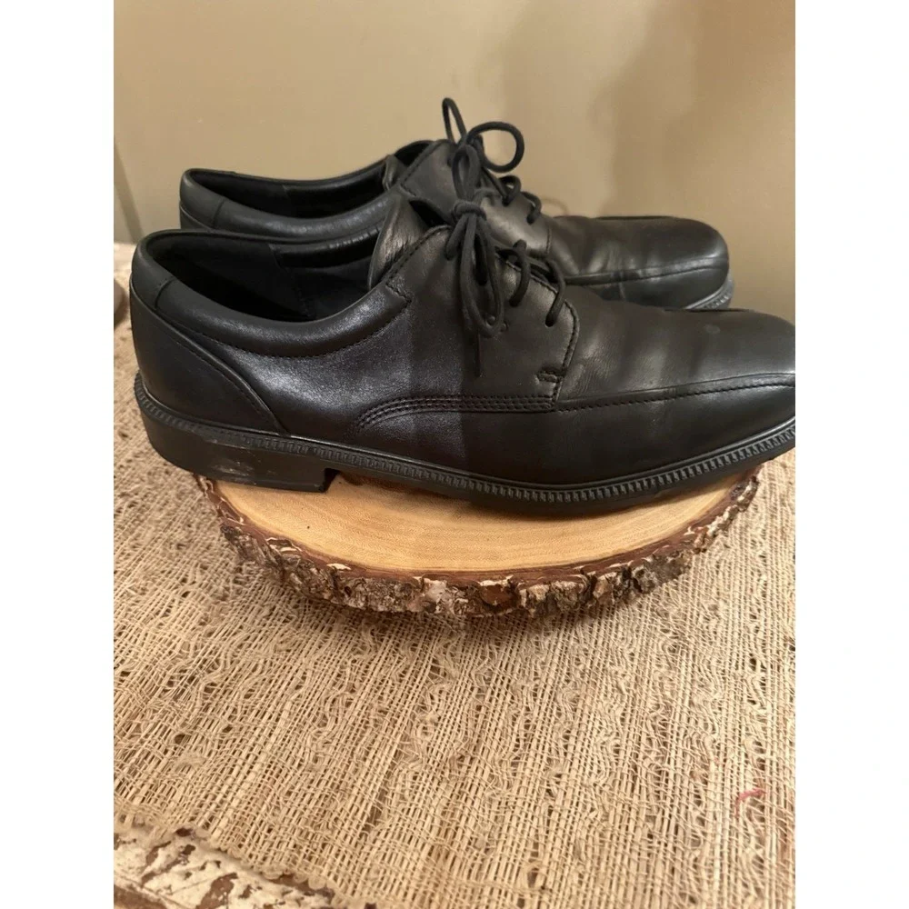 Men's Ecco Elliot Black Lace Up Dress Leather Oxford Dress Shoes Sz-11 EU 45